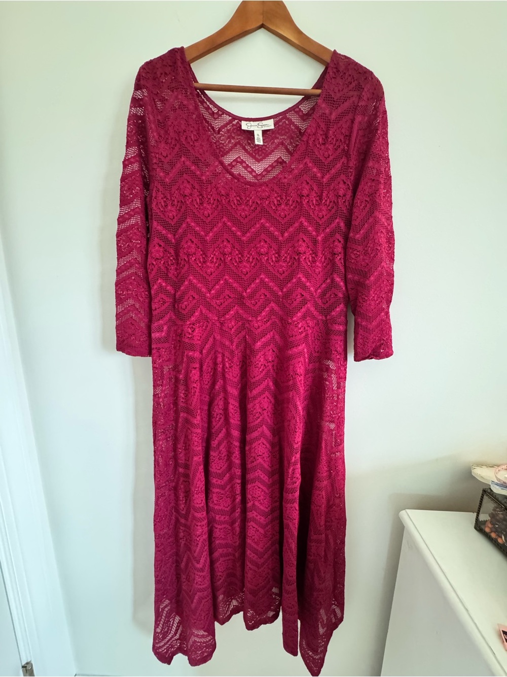 Jessica Simpson Maternity Lace Long-Sleeve A-Line Dress